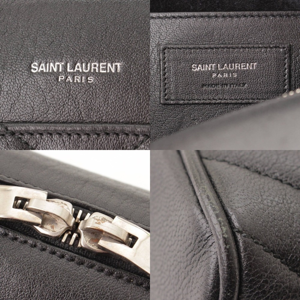Saint Laurent Baby Duffle Leather Handbag V Stitch Black - Picture 7 of 9